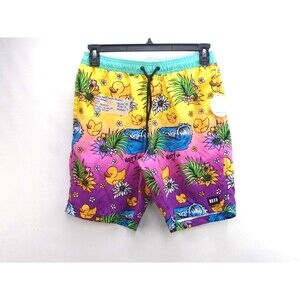 Neff Men’s Size S Rubber Duck Floral Hawaiian Board Shorts Drawstring Drawstring
